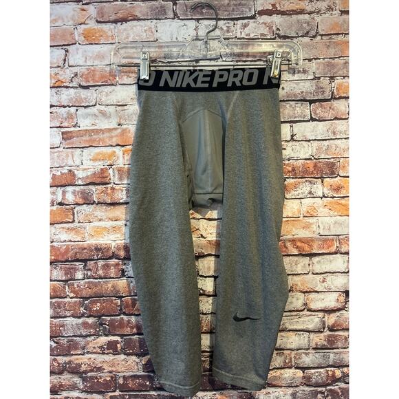 Gray Nike Pro Compression Capri Pants Men’s Size Small - Picture 1 of 6